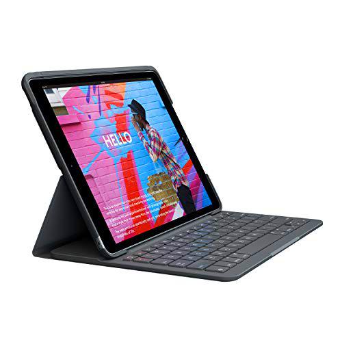 Logitech Slim Folio para iPad 7a generación, Disposición QWERTY Inglés Reino Unido, Gris