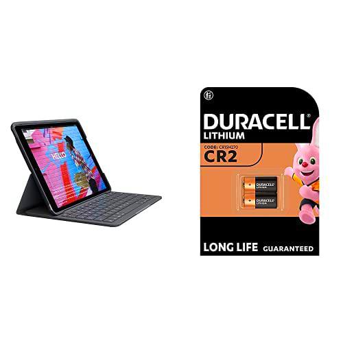 Logitech Slim Folio Funda con Teclado inalámbrico Integrado para iPad 7a generación + Duracell