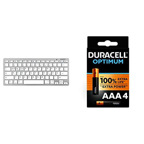 Ewent EW3164 - Teclado Bluetooth Ultra Delgado - QWERTY Diseño Alemán + Duracell