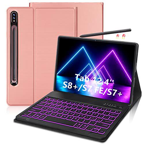 Funda con teclado para Samsung Galaxy Tab S7 FE/S7 Plus/S7+ /S8+/S8 Plus 12.4''