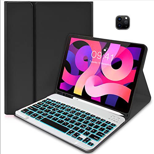 Funda con teclado retroiluminado para iPad de 12.9 pulgadas 5.Gen,4.Gen 3.ª generación 2021/2020/2018