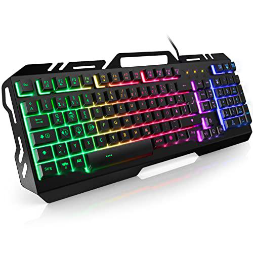 Teclado para gaming, con cable, PS4, arcoíris LED, teclado para gaming