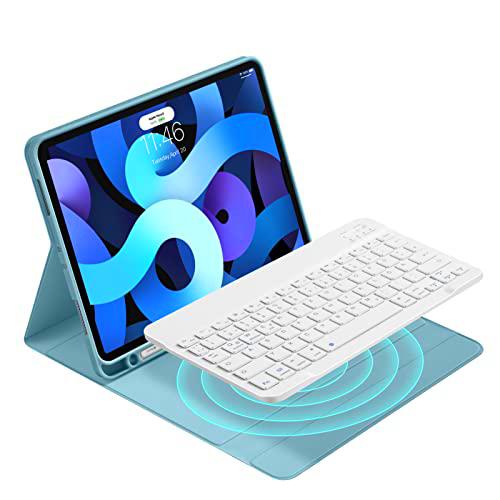 Laetass Funda con teclado para iPad 10.9 2022 iPad Air 5 Bluetooth alemán QWERTZ Air5 con soporte para lápiz