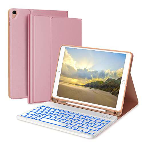 SENGBIRCH Funda con teclado retroiluminada para iPad de 10,2 pulgadas de 9ª generación 2021/iPad 8º 2020/iPad 7º 2019