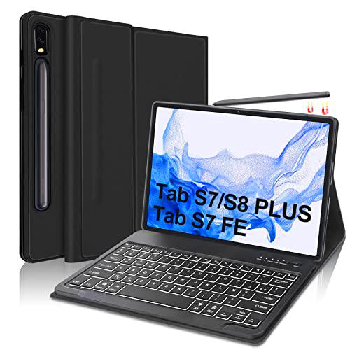 SENGBIRCH Funda Teclado Samsung Galaxy Tab S8 Plus 2022/S7 FE 12.4&quot; 2021/Tab S7 Plus 2020