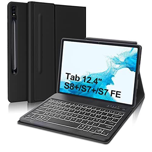 FR Version AZERTY Teclado con funda para Samsung Galaxy Tab S8 Plus/S7 FE/ S7 Plus 12,4&quot;