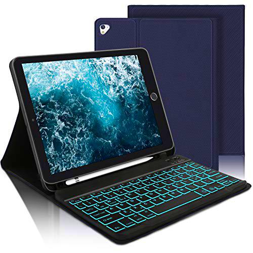 AVNICUD Funda Protectora con Teclado para iPad y Sumsang Azul (con retroiluminación) 10.2/10.5 Pulgadas