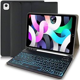 Hofsos Funda para iPad Air 2020 con teclado, delgada Smart Cover con teclado Bluetooth extraíble iluminado (QWERTZ) para iPad Air 4 10.9 2020/iPad Pro 11 2021/2020/2018 (3./2./1.Gen)