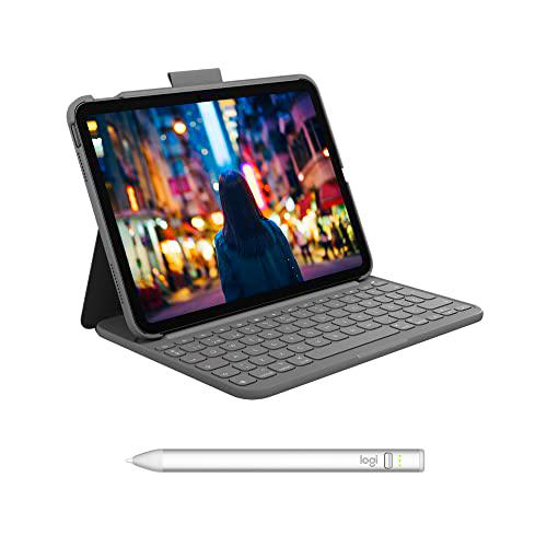 Logitech para iPad (10.ª generación) Funda con Teclado| Slim Folio con Teclado inalámbrico Integrado (Grafito)