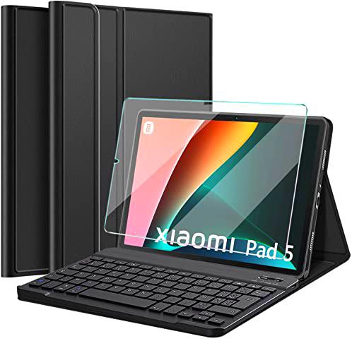 Nanhent Carcasa de teclado + vidrio templado para Xiaomi Pad 5/Pad 5 Pro 11 pulgadas 2021