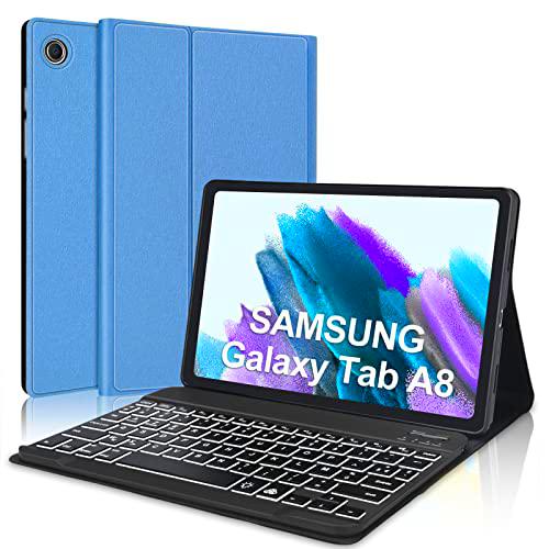 SENGBIRCH Teclado para Samsung Galaxy Tab A8 10.5, Bluetooth Retroiluminado Teclado AZERTY Francés