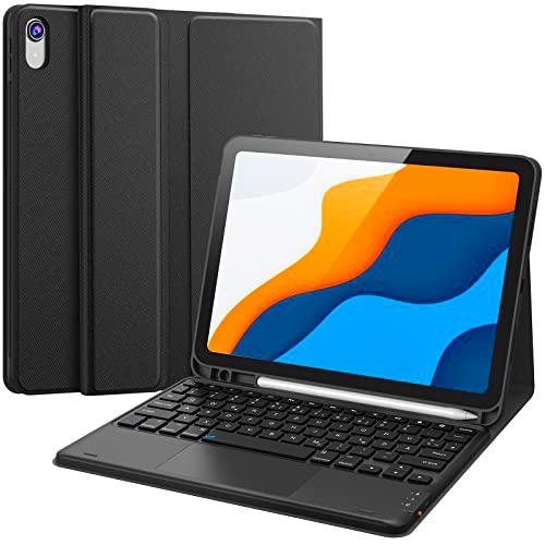 Earto Funda para iPad de 10 generación con teclado 2022 iPad de 10ª generación con teclado táctil 2 canales BT teclado QWERTZ desmontable inalámbrico para iPad de 10 generación de 10,9 pulgadas, negro