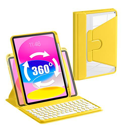 Laetass Funda con teclado giratorio 360 para iPad 10 Generación 10.9 pulgadas 2022