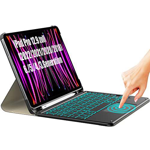 Funda para teclado para iPad Pro 12.9 con soporte para lápiz táctil 2022/2021/2020/2018