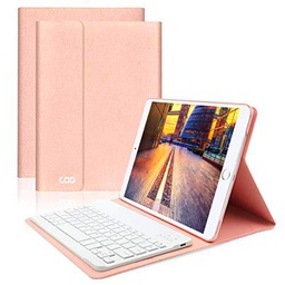 Coo iPad móvil teclado, 9,7 IPAD 2018/2017/Pro 9.7/Air 2/1 Keyboard Case con Multi de ángel Stand y alemán QWERTZ Teclado Disposición - iPad Smart Case con Auto Dormir/Despertar dorado champán