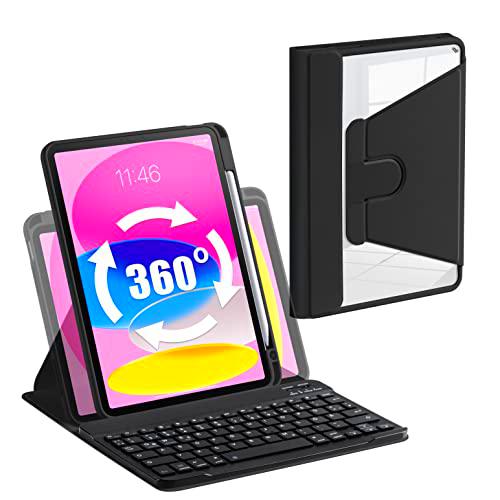 Laetass Funda con teclado giratorio de 360 para iPad de 10 generación de 10.9 pulgadas 2022