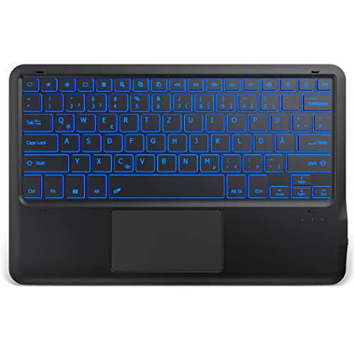 EasyAcc Teclado Bluetooth iluminado con Touchpad, teclado QWERTZ ultraligero