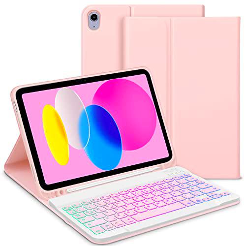 GOOJODOQ Funda para teclado iluminado compatible con iPad 10.Generation 2022