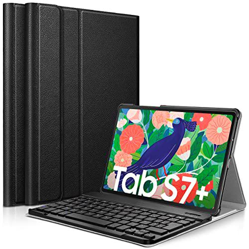 KARYLAX Funda de protección Slim Negro + Teclado Bluetooth para Samsung Galaxy Tab S7 Plus 12,4&quot; (SM-T970)