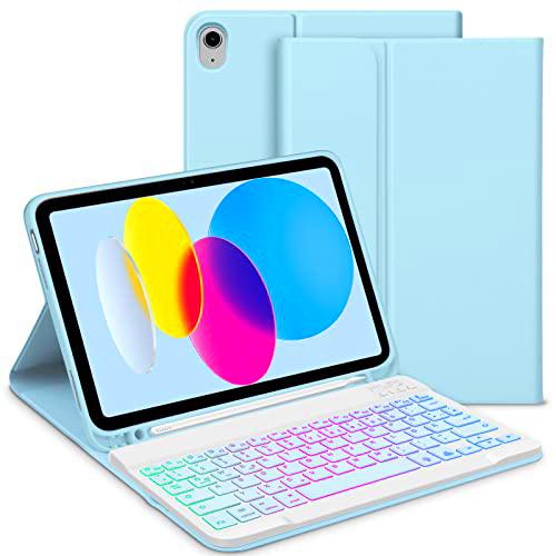 GOOJODOQ Funda para teclado iluminado compatible con iPad 10.Generation 2022