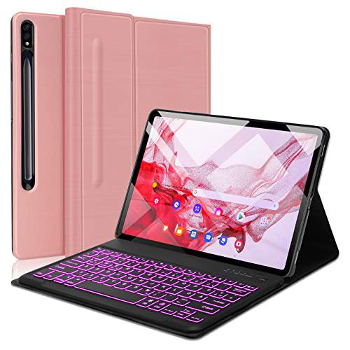 FOGARI Funda de teclado para Samsung Tab S8 Plus (oro rosa)