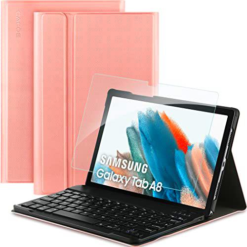 CACOE Funda con Teclado Compatible con Samsung Galaxy Tab A8 10.5 2021 SM-T200 SM-T205 con Cristal blindado