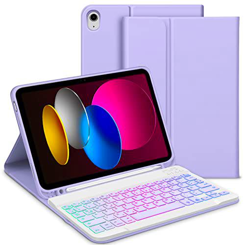 GOOJODOQ Funda para teclado iluminado compatible con iPad 10.Generation 2022