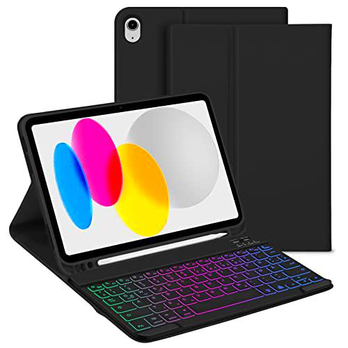 GOOJODOQ Funda de teclado iluminada compatible con iPad 10.Generation 2022