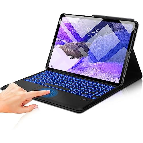 FOGARI - Funda para teclado para Samsung Galaxy Tab S8 Plus 5G /S7 Plus/S7 FE con teclado USB-C Smart Trackpad AZERTY francés