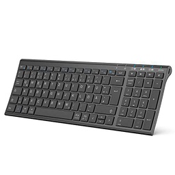 iClever Teclado Bluetooth inalámbrico, recargable con 3 canales Bluetooth