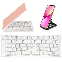 Samsers Teclado Bluetooth plegable - Teclado inalámbrico portátil con soporte de soporte