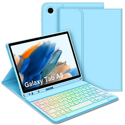 GOOJODOQ Funda con Teclado Iluminado Compatible con Samsung Galaxy Tab A8