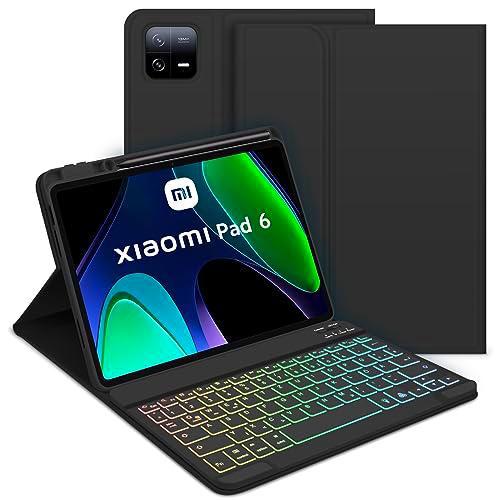 GOOJODOQ Funda con teclado iluminado para Xiaomi Pad 6/Pad 6 Pro 2023