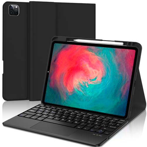 Funda con teclado para iPad Air 5/4 Generación - Teclado Bluetooth con funda para iPad (teclado iluminado en alemán) para iPad Air 10.9 y iPad Pro 11 1-3 generación