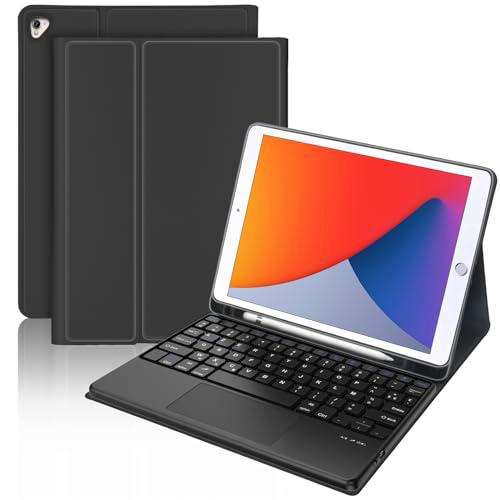 SENGBIRCH - Funda para iPad 6ª/5ª generación 9.7 pulgadas 2018/2017 con Smart Trackpad- Funda con teclado Bluetooth con teclado táctil para iPad Air 2/1