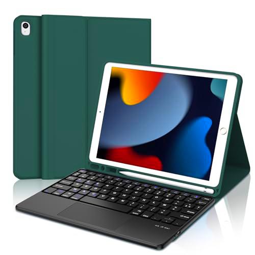 SENGBIRCH - Funda para iPad 9/8/7ª generación de 10,2 pulgadas 2021/2020/2019 con Smart Trackpad- Funda teclado Bluetooth con panel táctil para iPad 10.5 inch Pro 2017/2019 Air 3