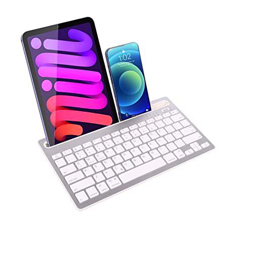 Justdfine Teclado Inalámbrico Teclado Bluetooth Tableta Mini Silenciador Teclado Inalámbrico Recargable Teclado para Windows