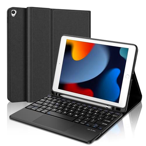 SENGBIRCH - Funda para iPad 9/8/7ª generación de 10.2 pulgadas 2021/2020/2019 con Smart Trackpad- Funda teclado Bluetooth con teclado táctil para iPad 10.5 inch Pro 2017/2019 Air 3