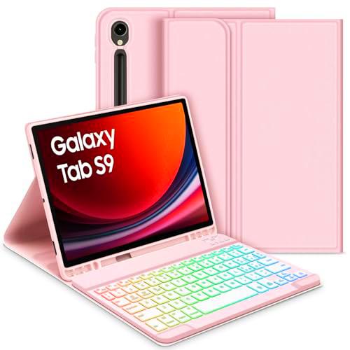 GOOJODOQ Funda con Teclado Iluminado Compatible con Samsung Galaxy Tab S9 2023