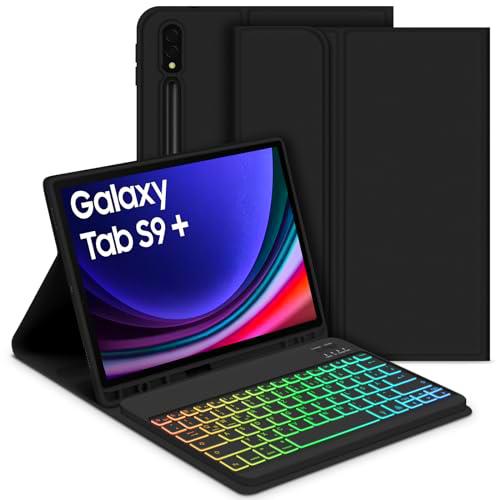 GOOJODOQ Funda con teclado retroiluminado para Samsung Galaxy Tab S9+/S9 Plus 12,4&quot; 2023