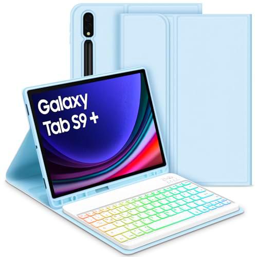 GOOJODOQ Funda con teclado retroiluminado para Samsung Galaxy Tab S9+/S9 Plus 12,4&quot; 2023