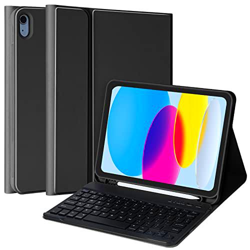 Funda con teclado para iPad 10 Gen 2022, teclado Bluetooth alemán para iPad 10th / 10.9 2022 con inalámbrico