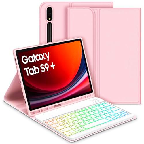 GOOJODOQ Funda con teclado retroiluminado para Samsung Galaxy Tab S9+/S9 Plus 12,4&quot; 2023