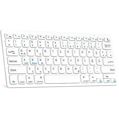 HZD 280 Rechargeable QWERTZ Teclado Bluetooth alemán (blanco)