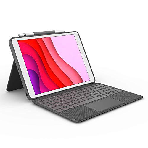 Logitech Combo Touch para iPad 7a generación, Disposición QWERTY Inglés Reino Unido, Gris