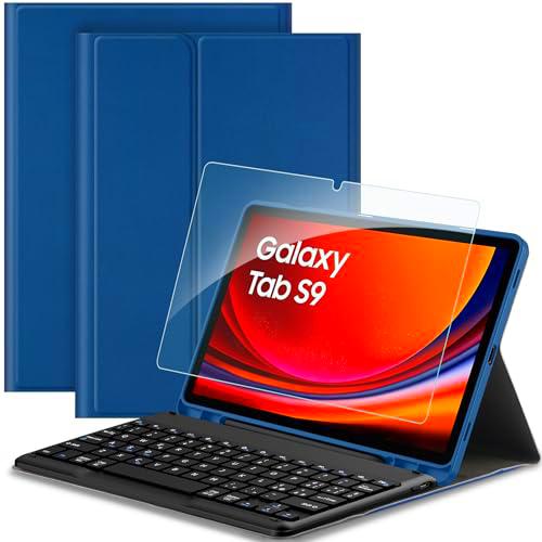 EasyAcc Funda con teclado compatible con Samsung Galaxy Tab S9/S9 FE 2023 de 11 pulgadas con protector de pantalla