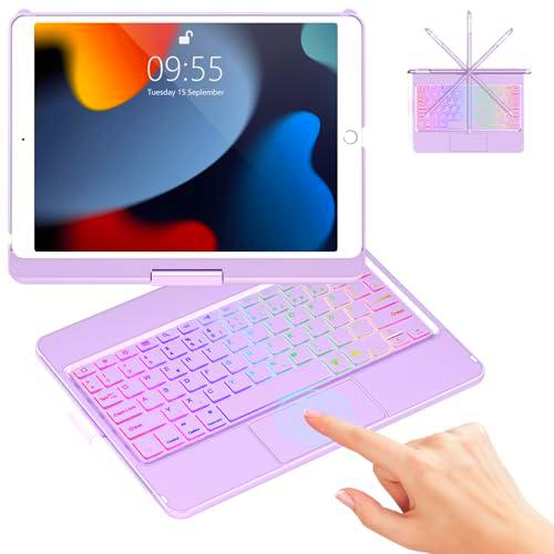 GAOJIE Funda con teclado para iPad 9th Gen 2021/8th Gen 2020/7th Gen 2019 de 10,2 pulgadas