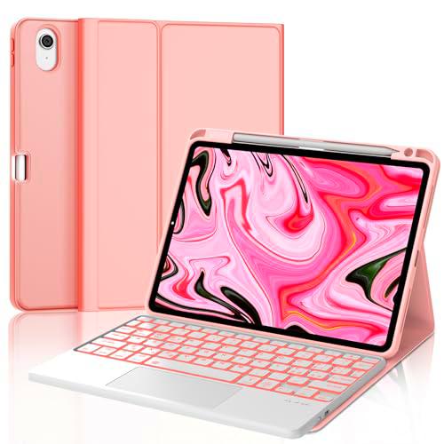 FOGARI Funda teclado para iPad Air 11 2022, teclado ligero trackpad, oro rosa