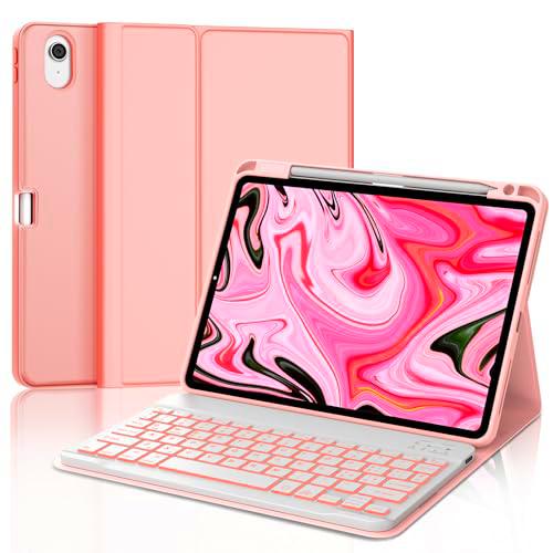 FOGARI Funda teclado para iPad Air 11 2022, teclado ligero, oro rosa