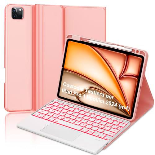 FOGARI funda teclado para iPad pro 11 2024, teclado trackpad light, oro rosa